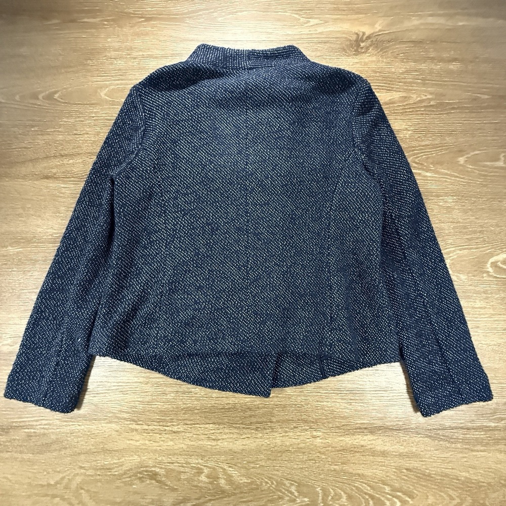 LOFT Womens L Textured Double Breasted Jacket Navy Blue Funnel Neck Career NWT - Picture 10 of 10